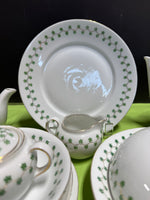 13-Piece Victoria Austria Green Maple Leaves Porcelain China Set