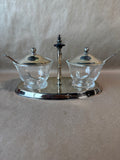 Condiment Jars On Silver Plate Caddy