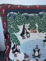 Christmas Penguins Tapestry Throw Pillow