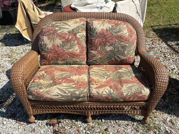 All Weather Wicker Loveseat w/Sunbrella Fabric Cushioms