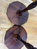 Leather Inlay Pair of Pedestal Side Tables/Stands