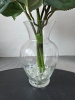 Faux Hydrangeas in Clear Glass Vase