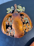 Pair of Metallic Metal Hanging Pumpkins