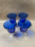 Set Of 4 Cobalt Blue Cristal d'Arques Glasses Goblets // 5 Sets Available // PRICED INDIVIDUALLY