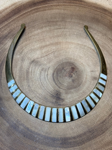 Brass Choker with Mother of Pearl Inlay