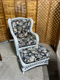 Lexington Casual White Wicker Chair with Ottoman, With Cushions