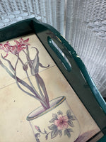 Green 2-Piece Metal & Wooden Tile Top Tray Table