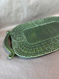 Green Ceramic Platter With Handles