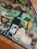 Joan Baker Designs Wine & Cheese Arched Stained Glass Hanging Panel