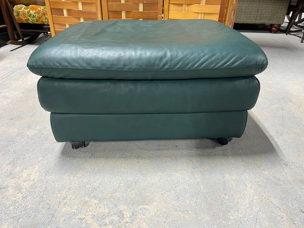 Dark Green Ottoman on Casters, Made in Italy