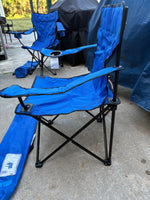 A-Blue Canvas Folding Arm Chair w/Carry Bag (Medium)
