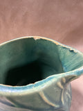 (F) Green McCoy Lotus Flower Pottery Pitcher