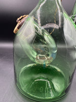Italian Green Blown Glass Ice Chiller Decanter With Straw Stoppers