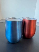 Pair of Metallic Oggi Insulated Stemless Wine Tumblers with Lids