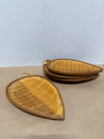 Set Of 4 Bamboo Leaf Shaped Trays
