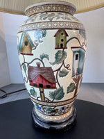 Asian Inspired Ceramic Birdhouse 3-Way Lamp (WORKS)