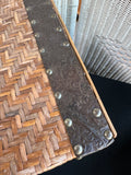 Woven Rattan Vintage Trunk with Embossed Metal Accents