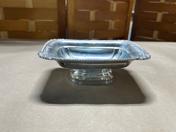 Silver Plate Footed Dish with Ornate Rim