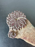 Handcarved Wooden Floral Block - Initialed