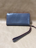 Dooney & Bourke Navy Blue And Red Florentine Large Zip Around Wristlet
