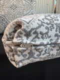 Pair of Tapestry Style Beige & Gray Damask Throw Pillows