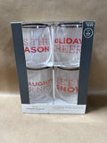 4 Pack Stemless Holiday Wine Glasses (A) - Appears Unused