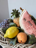 Hand Made Italian Majolica Vintage XL Ceramic Fruit Basket Centerpiece