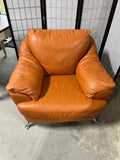 Mid Century Style Leather Chair, terra cotta/burnt orange color