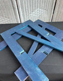 Blue Minimalist X-Frame Collapsible Wooden Magazine Rack