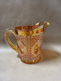 Imperial Glass Star Medallion Iridized Carnival Glass Marigold Pitcher