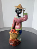 Chinese Wucai Shiwan Lady Merchant Figurine