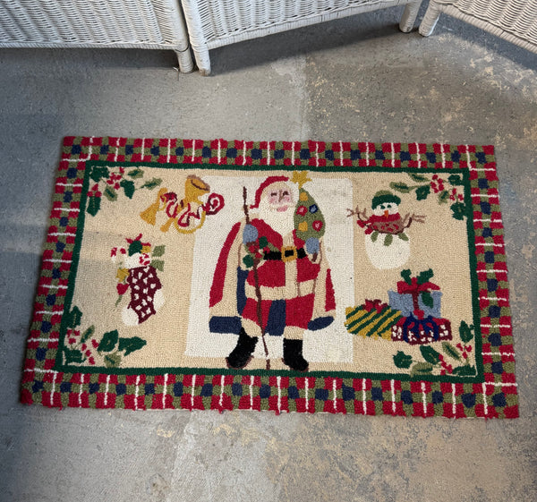 (E) C&F Home Santa Claus Wool Hook Accent Rug