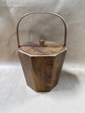 Wooden Mid Century Style Ice Bucket With Rose Gold Hardware