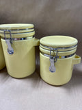 Set Of 3 Yellow Ceramic Kitchen Canisters