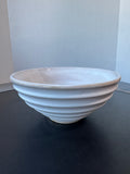 White Ribbed Decorative Glazed Pottery Bowl