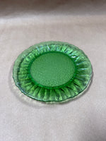 (A) Green Morgantown Crinkle Glass Desert Plate