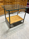 Ethan Allen Glass Top Side Table with Metal Base