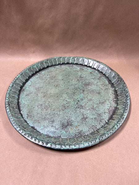 Round Green Metal Serving Tray