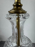 Hollywood Regency Style Brass & Cut Crystal Lamp (WORKS)