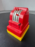 Amsco Vintage Geobra Style Toy Cash Register with Platform & Play Money (WORKS)