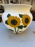 Large Pottery Planter w/Sunflower Embellishments