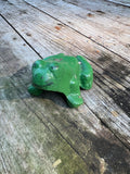 Small Cement Garden Frog, Painted Green