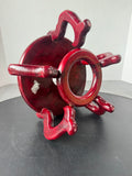 Dark Reddish Wooden Asian Inspired Plant Stand