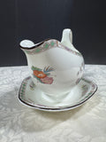 Wedgwood England Kutani Crane Gravy Boat with Attached Underplate (E)