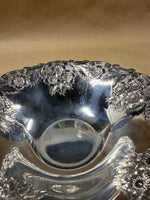 Floral Silver Plate Pedestal Bowl