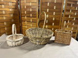 Woven Baskets With Handles, Set of 3