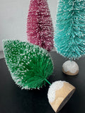 Trio of Cotton Candy Colored Bottle Brush Christmas Trees