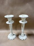 Pair Of Heavy French Chic Candle Stick Holders With Two Unused Candles