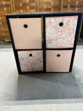 Particle Board Cubes with Fabric Bins