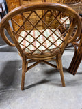 Bamboo Style Rattan Glass Top Table with 4 Chairs; Comes with Cushions